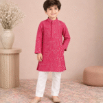 Gulnaar Pink Bandhani Kurta Pyjama Set