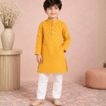 Kesariya Bindu Yellow Kurta Pyjama Set