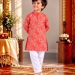 Laal Bandhani Kurta Pyjama Set