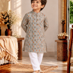 Meenakari Grey Motif Kurta Pyjama Set