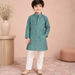 Neelkanth Teal Mini Floral Kurta Pyjama Set