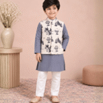 Shehernama Blue Waistcoat Kurta Set