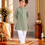 Vanraj Green Stripe Kurta Pyjama Set