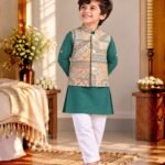 Virasat Teal Nehru Jacket Set
